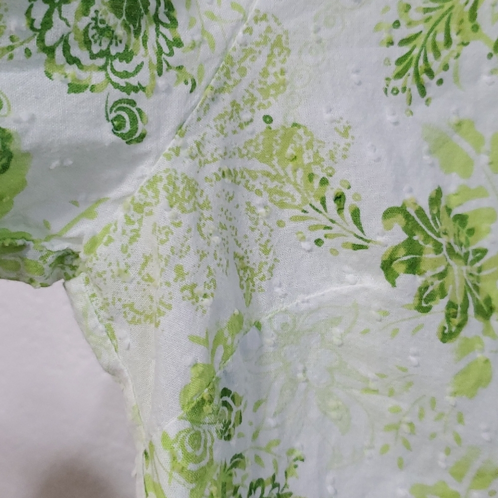 Coldwater Creek Green Floral Swiss Dot 3/4 Sleeve - Picture 9 of 11